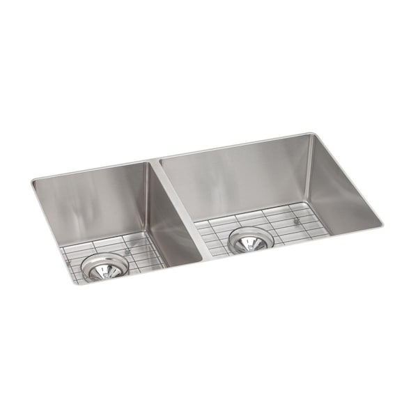 Elkay Crosstown Stainless Steel 31-1/2 X 18-1/2 X 9 40/60 Double Bowl Undermount Sink Kit ECTRU32179LDBG - main